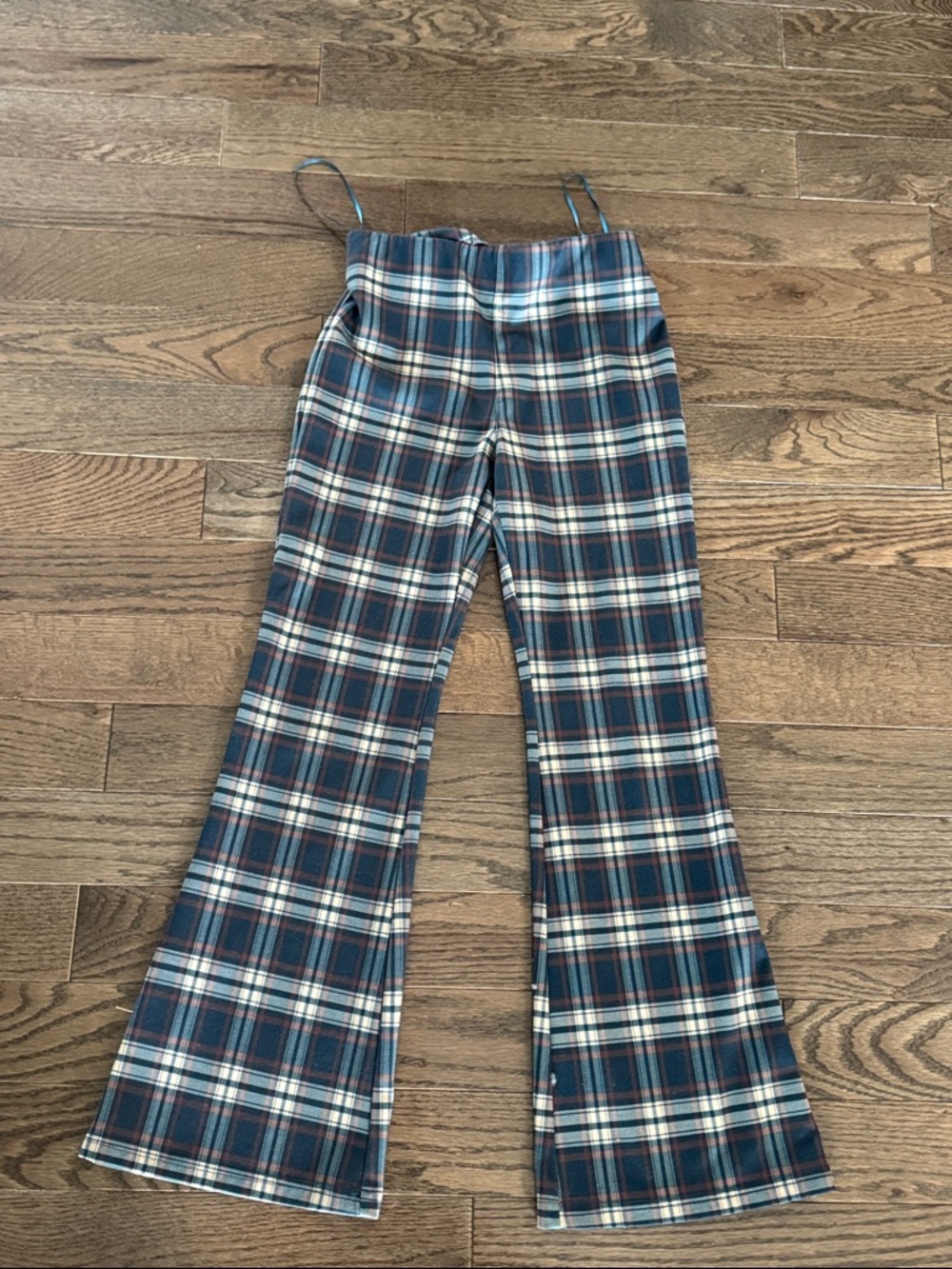 Plaid Wide-Leg Trousers in Dark Green and Cream - Picture 5 of 5